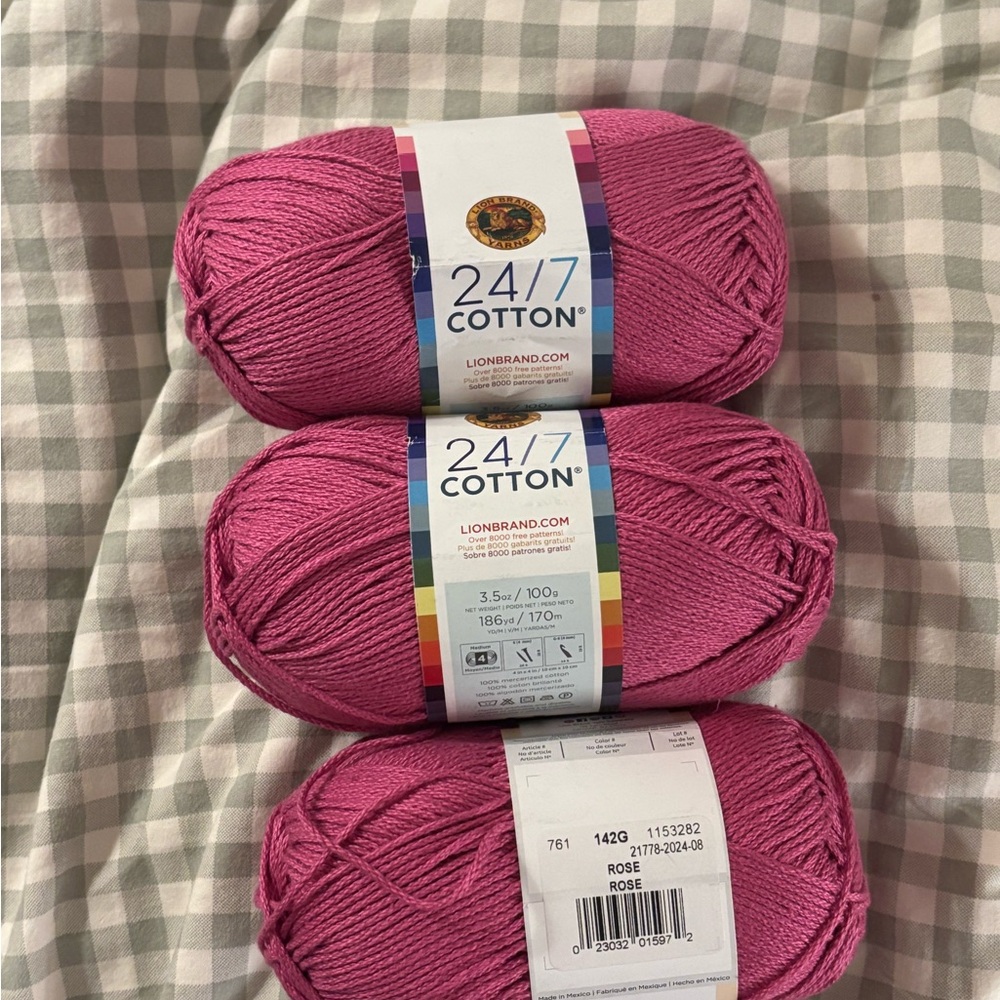 Lion Brand Cotton Yarn in Rose